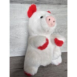 RARE Vintage Atlanta Novelty Gerber Plush Pig 8" Red White Valentine's Day